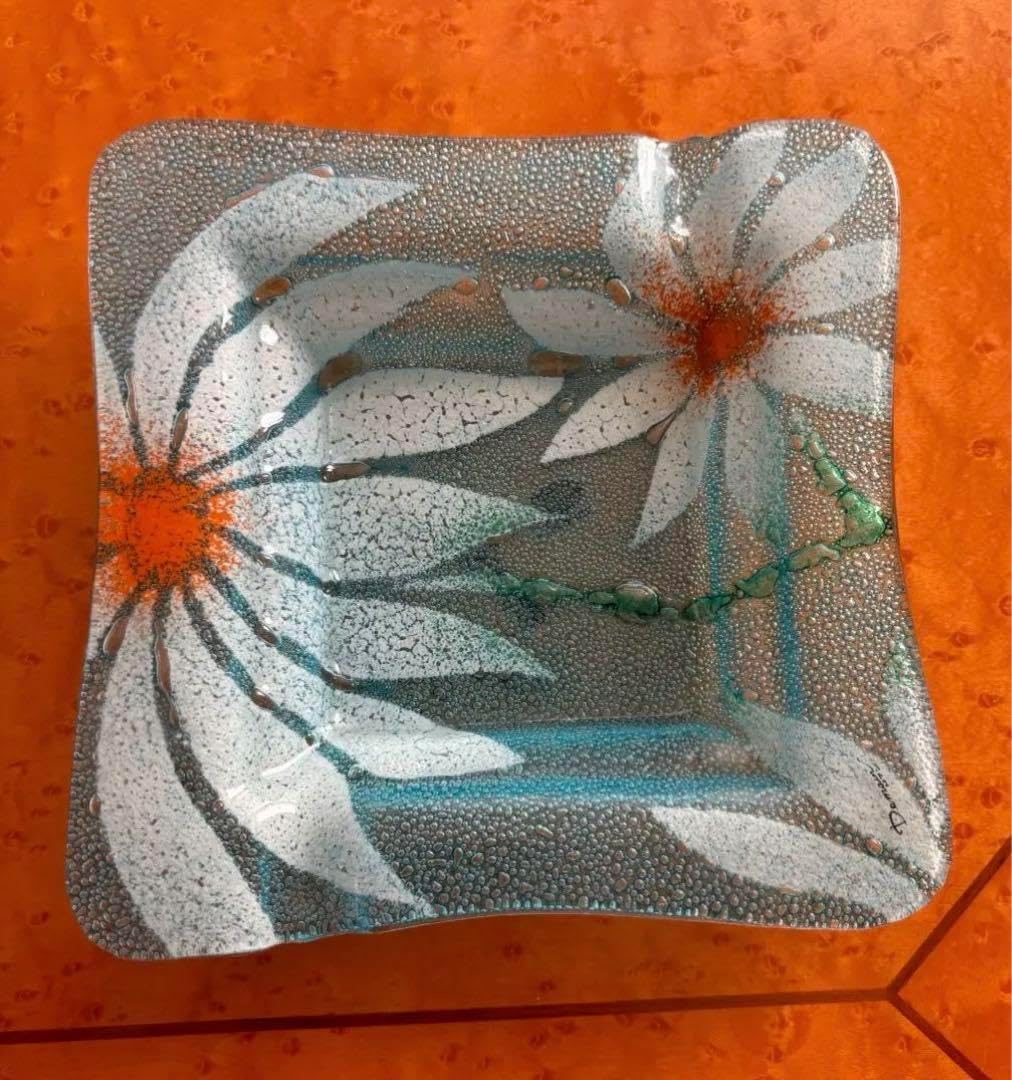 イタリア ベネチアングラス 灰皿 アッシュトレイ 飾り皿 ゴージャス